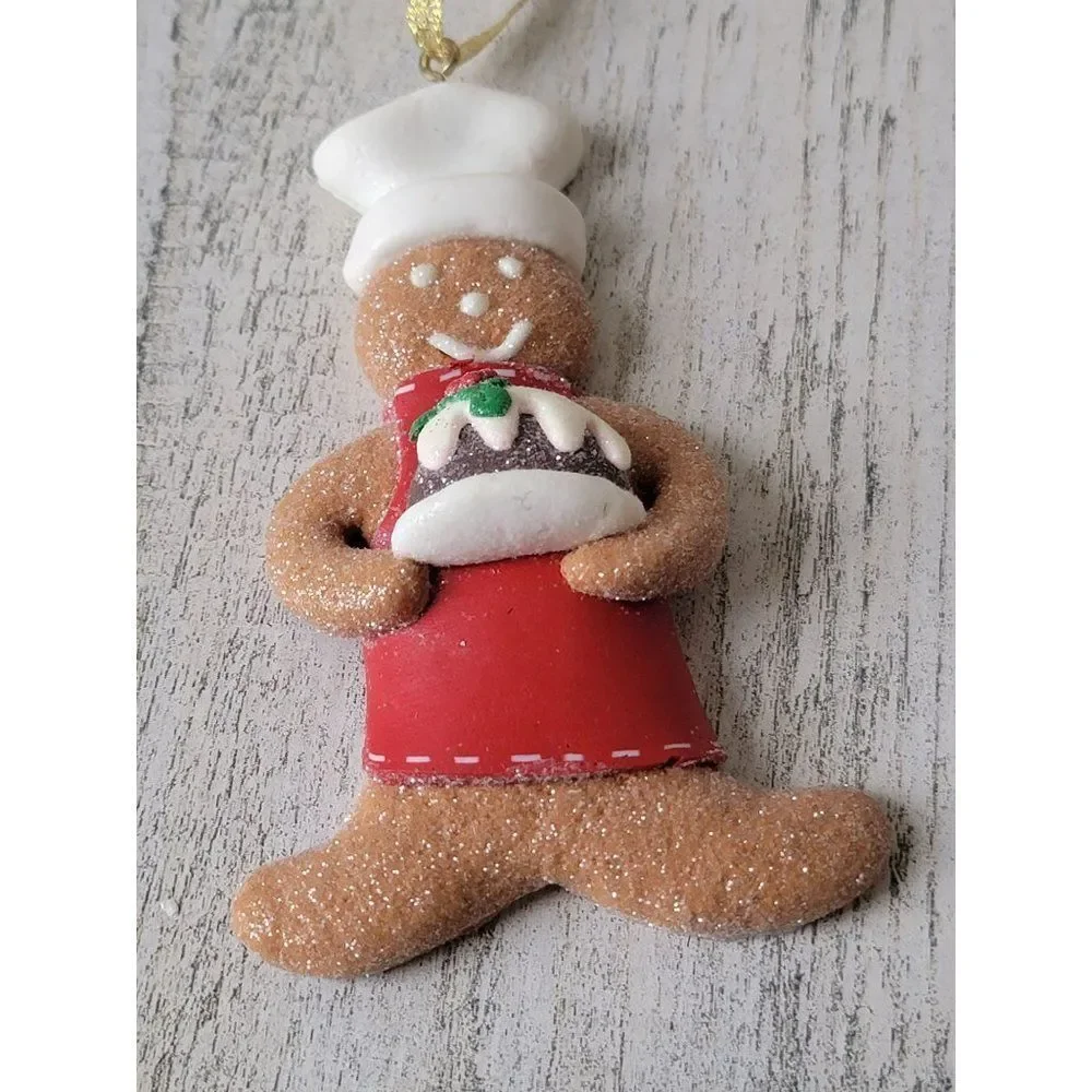 Gingerbread Glitter Chef cake baker ornament Xmas decor